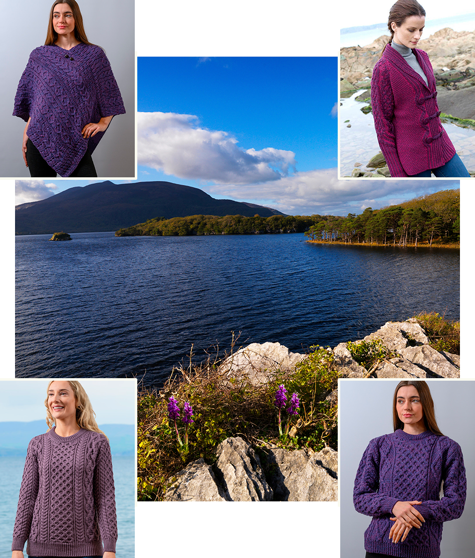 purple mountain killarney, purple sweaters, killarney, purple shades, summer warm lavender